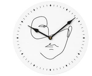 Nástěnné hodiny LINE FACE 29 cm, bílé