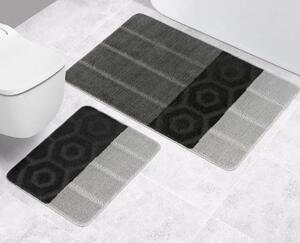 Bellatex Sada koupelnových předložek bez výkroje Bany Pruhy černá, 60 x 100 cm, 60 x 50 cm