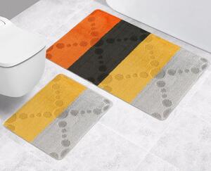 Bellatex Sada koupelnových předložek bez výkroje Bany Paprsky oranžová, 60 x 100 cm, 60 x 50 cm