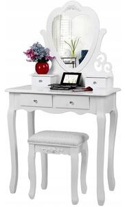 Kosmetický stolek bílé barvy s velkým zrcadlem