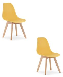 Set dvou jídelních židlí KITO hořčičné / naturální nohy (2 ks)