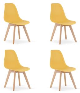 Set čtyř jídelních židlí KITO hořčičné / naturální nohy (4 ks)