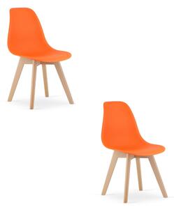 Set dvou jídelních židlí KITO oranžové / naturální nohy (2 ks)