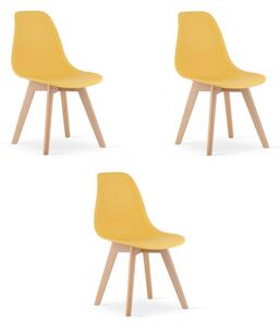 Set tří jídelních židlí KITO hořčičné / naturální nohy (3 ks)