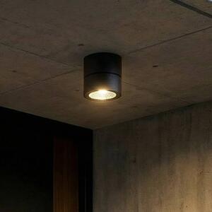 Lindby LED stropní bodové světlo Nolivar, černé, Ø 9 cm, IP54, Černá, Koupelna, Hliník, Moderní