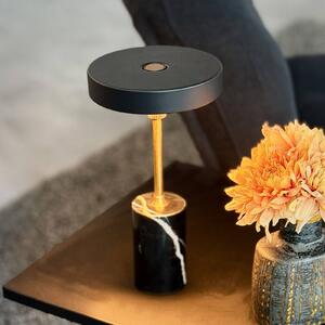 Dyberg Larsen LED stolní lampa na baterie Starlight, černá/mosazná, stmívatelný, Černá, Obývací pokoj / jídelna, kov, Design