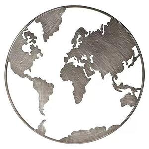 German Nástěnná dekorace kontinenty zeměkoule / ø 58 cm / kov / stříbrná