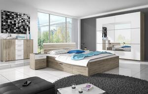 Manželská postel 160x200 s úložným prostorem CROWEL - dub san remo