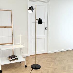 Dyberg Larsen Stojací lampa Ocean, černá/mosaz, 2 svítidla., Černá, Obývací pokoj / jídelna, kov, Skandinávský