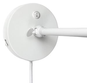 Dyberg Larsen Nástěnné světlo Futura, bílé, 15 W, kabel, kov, Bílá / opál, Obývací pokoj / jídelna, kov, Skandinávský