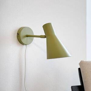 Dyberg Larsen Nástěnné světlo DL12, zelené, kabel, E27, kov, Zelená, Obývací pokoj / jídelna, kov, Skandinávský