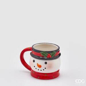 Vánoční porcelánový hrnek na čaj/kakao sněhulák, 9,5x11 cm