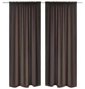 130372 2 pcs Brown Slot-Headed Blackout Curtains 135 x 245 cm