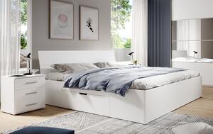 Manželská postel 160x200 s úložným prostorem CROWEL - bílá