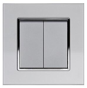 Elhard Vypínač Royal Glass Elegant č.5 se skleněným rámečkem, stříbrný - kompletní YE5305S