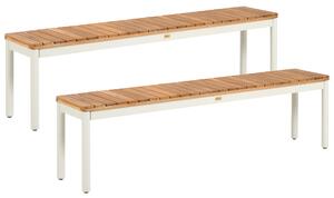 Sada 2 zahradních laviček CORRICELLA 32 cm Akáciové dřevo Hnědá