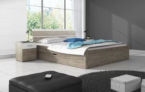 Manželská postel 160x200 s úložným prostorem CROWEL - dub san remo