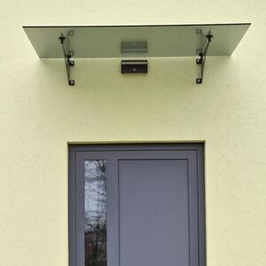 Strisky-polymer.cz GREY - ŠEDÉ SKLO stříška nad vchod s rameny,hl.100cm 140 cm Nerez