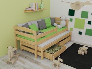 Vomaks Dětská postel s výsuvnou přistýlkou DPV 018 se zábranou Rozměr: 80 x 180 cm, Barva: barva růžová