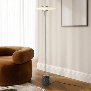 Lindby stojací lampa Branford, retro, bílá/zelená, opálové sklo/mramor, Zelená, Obývací pokoj / jídelna, Sklo, Vintage