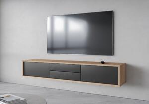 Závěsný TV stolek se šuplíky IRVING 2 - dub olejovaný / antracitový