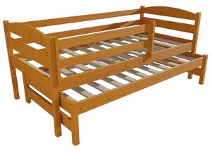 Vomaks Dětská postel s výsuvnou přistýlkou DPV 023 se zábranou Rozměr: 80 x 180 cm, Barva: barva modrá