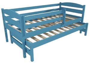 Vomaks Dětská postel s výsuvnou přistýlkou DPV 023 se zábranou Rozměr: 80 x 180 cm, Barva: barva modrá