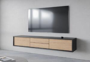 Závěsný TV stolek se šuplíky IRVING 2 - antracitový / dub olejovaný