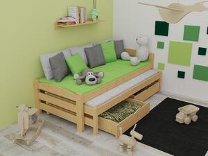 Vomaks Dětská postel s výsuvnou přistýlkou DPV 025 Rozměr: 80 x 180 cm, Barva: surové dřevo