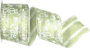Stuha taftová CORSICA GREEN pastelově zelená 40mm x 2m (14,-Kč/m)
