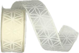 Stuha taftová RHODOS CREAM transparentní smetanová 25mm x 2m (13,- Kč/m)