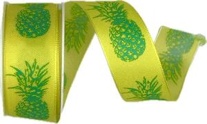 Stuha saténová žlutá PINEAPPLE 25mm x 2,5m (4,-Kč/m)