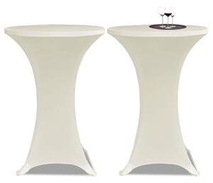 Potahy na koktejlový stůl Ø 60 cm, krémové strečové, 2 ks