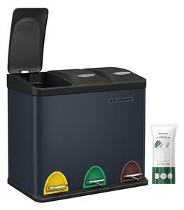 SONGMICS Odpadkový koš na tříděný odpad SONA 3v1 + 3x8 l černý