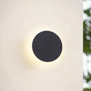 Arcchio LED venkovní nástěnné svítidlo Gravo, Ø 16 cm, černá, IP65, stmívatelný, Černá, Hliník, Moderní