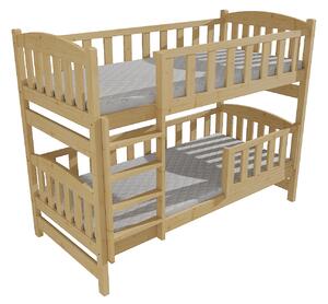 Vomaks Patrová postel PP 013 se zábranou Rozměr: 80 x 180 cm, Barva: moření dub, Prostor mezi lůžky: 80 cm