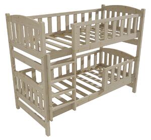 Vomaks Patrová postel PP 013 se zábranou Rozměr: 80 x 180 cm, Prostor mezi lůžky: 80 cm, Barva: surové dřevo