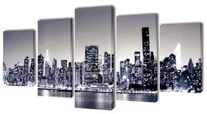 Sada obrazů, tisk na plátně monochromní panoráma New Yorku 100 x 50 cm