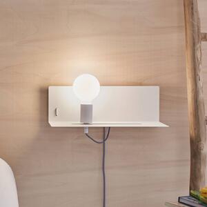 Paulmann nástěnné světlo Devara, bílá, 40 cm E27 USB port, stmívatelný, Bílá / opál, Ložnice, kov, Moderní