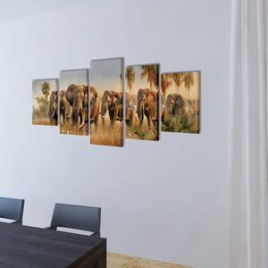 Set tištěných obrazů na plátně Sloni 200 x 100 cm