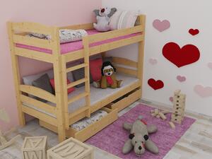 Vomaks Patrová postel PP 015 Rozměr: 80 x 180 cm, Barva: surové dřevo, Prostor mezi lůžky: 80 cm