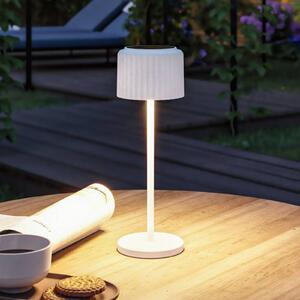 Paulmann LED solární stolní lampa Else, bílá, IP44, stmívatelné, stmívatelný, Bílá / opál, Obývací pokoj / jídelna, Hliník, Moderní, Solární lampy