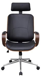 Kancelářská židle s opěrkou hlavy ohýbané dřevo a umělá kůže