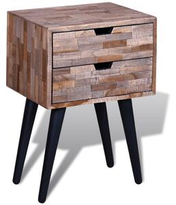 Noční stolek se 2 zásuvkami recyklované teakové dřevo