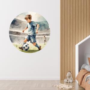 PIPPER. Kruhová samolepka na zeď "Chlapec fotbalista" Velikost: 60cm