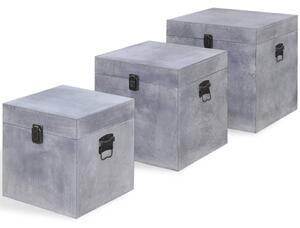 Úložný box beton 3 ks čtvercový šedý MDF