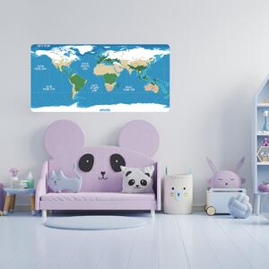 PIPPER. Samolepící textilní tapeta "Dětská mapa světa"