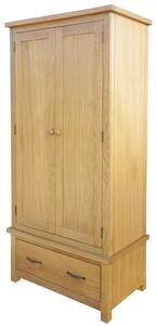 Šatní skříň s 1 zásuvkou 90 x 52 x 183 cm masivní dubové dřevo