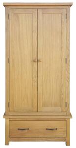 Šatní skříň s 1 zásuvkou 90 x 52 x 183 cm masivní dubové dřevo