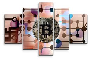 Sablio Obraz - 5-dílný Bitcoin - 125x90 cm